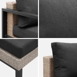 Loungeset, aluminium en wicker, 5-zits