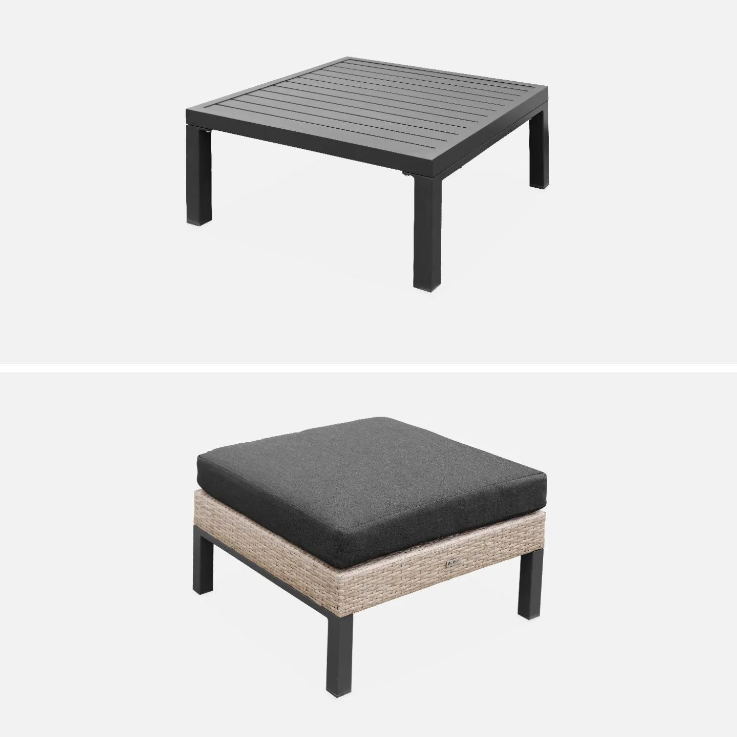Loungeset, aluminium en wicker, 5-zits