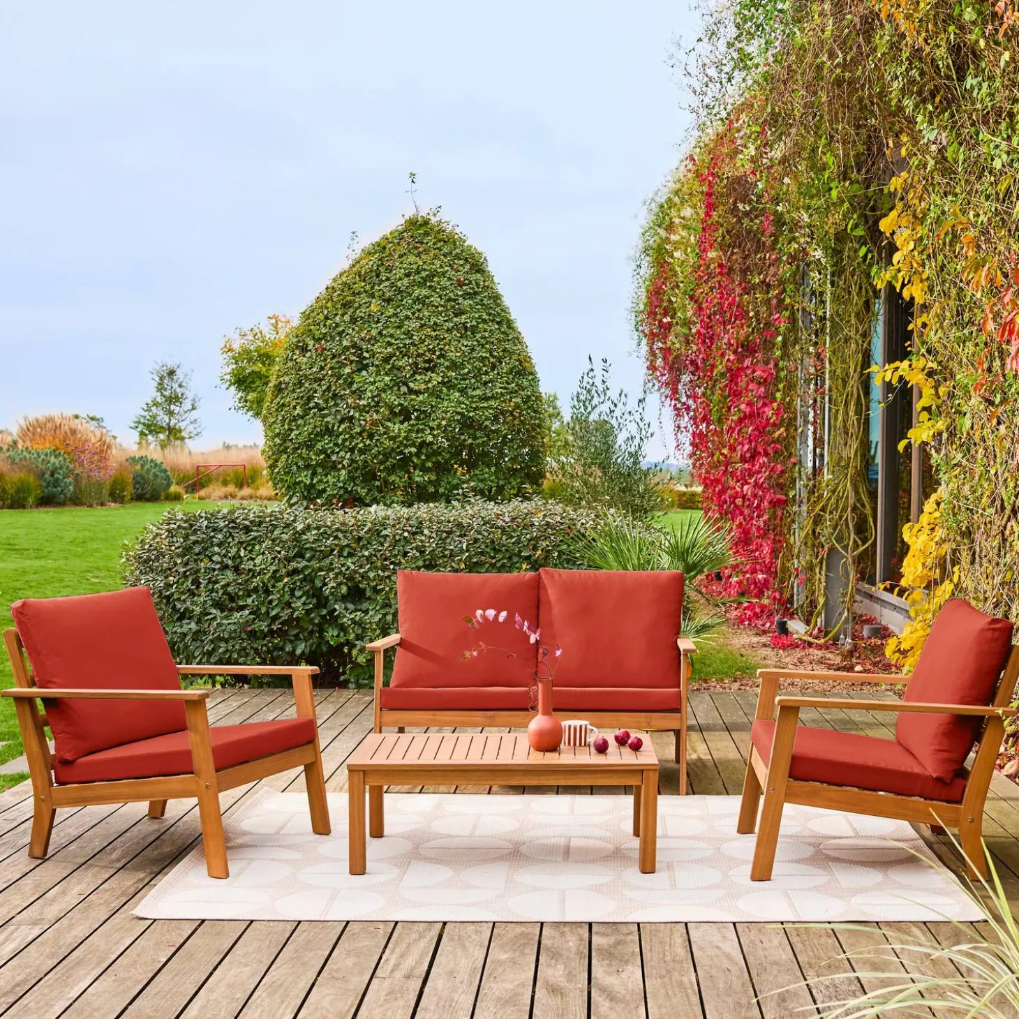Loungeset met 4 zitplaatsen acaciahout