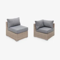 Loungeset 14 plaatsen, rond wicker
