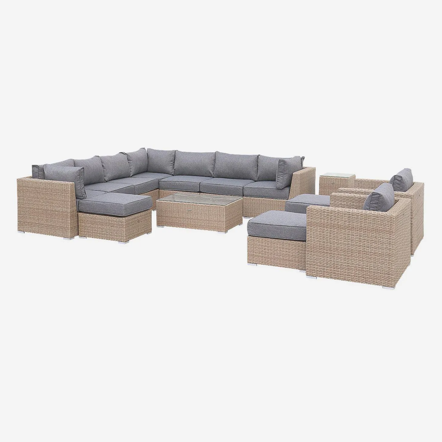 Loungeset 14 plaatsen, rond wicker