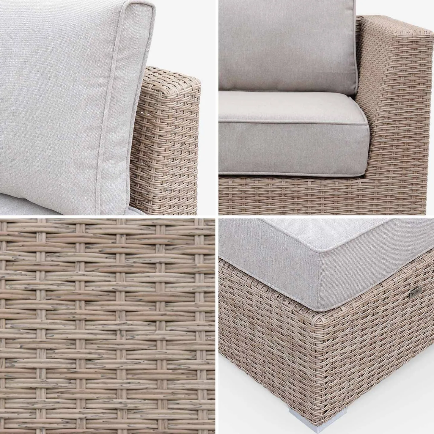 Loungeset 5 plaatsen, rond wicker