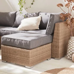 Loungeset 5 plaatsen, rond wicker