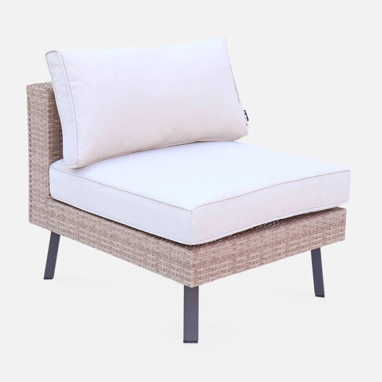 Loungeset plat wicker, 5 plaatsen