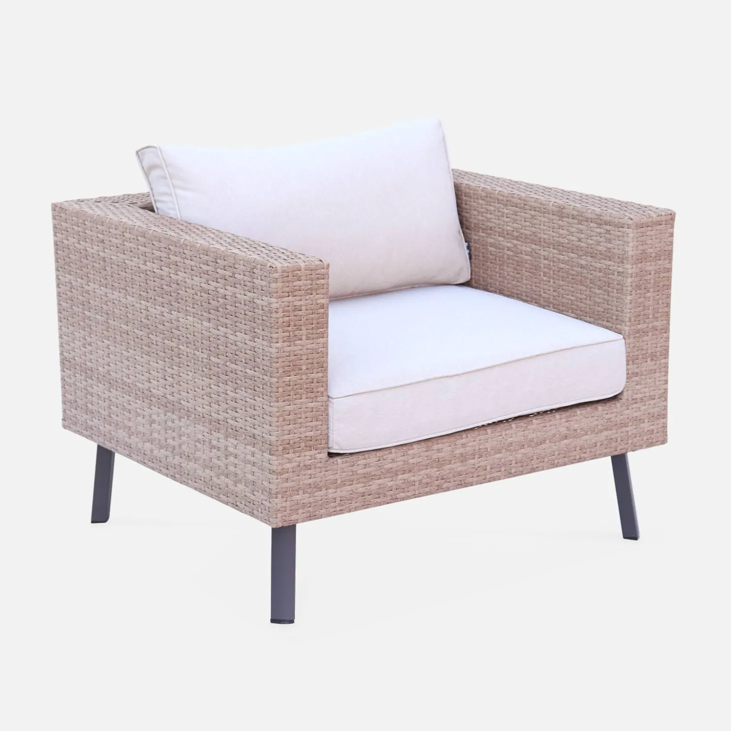 Loungeset plat wicker, 5 plaatsen