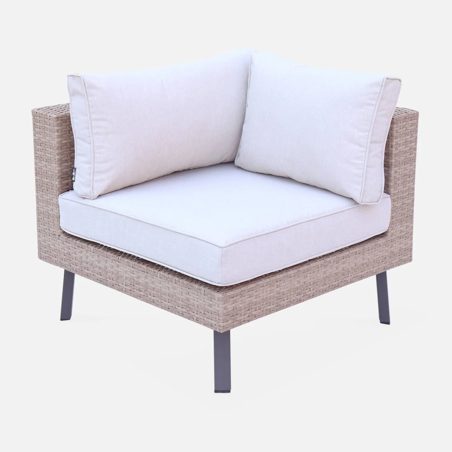 Loungeset plat wicker, 5 plaatsen