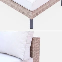 Loungeset plat wicker, 5 plaatsen