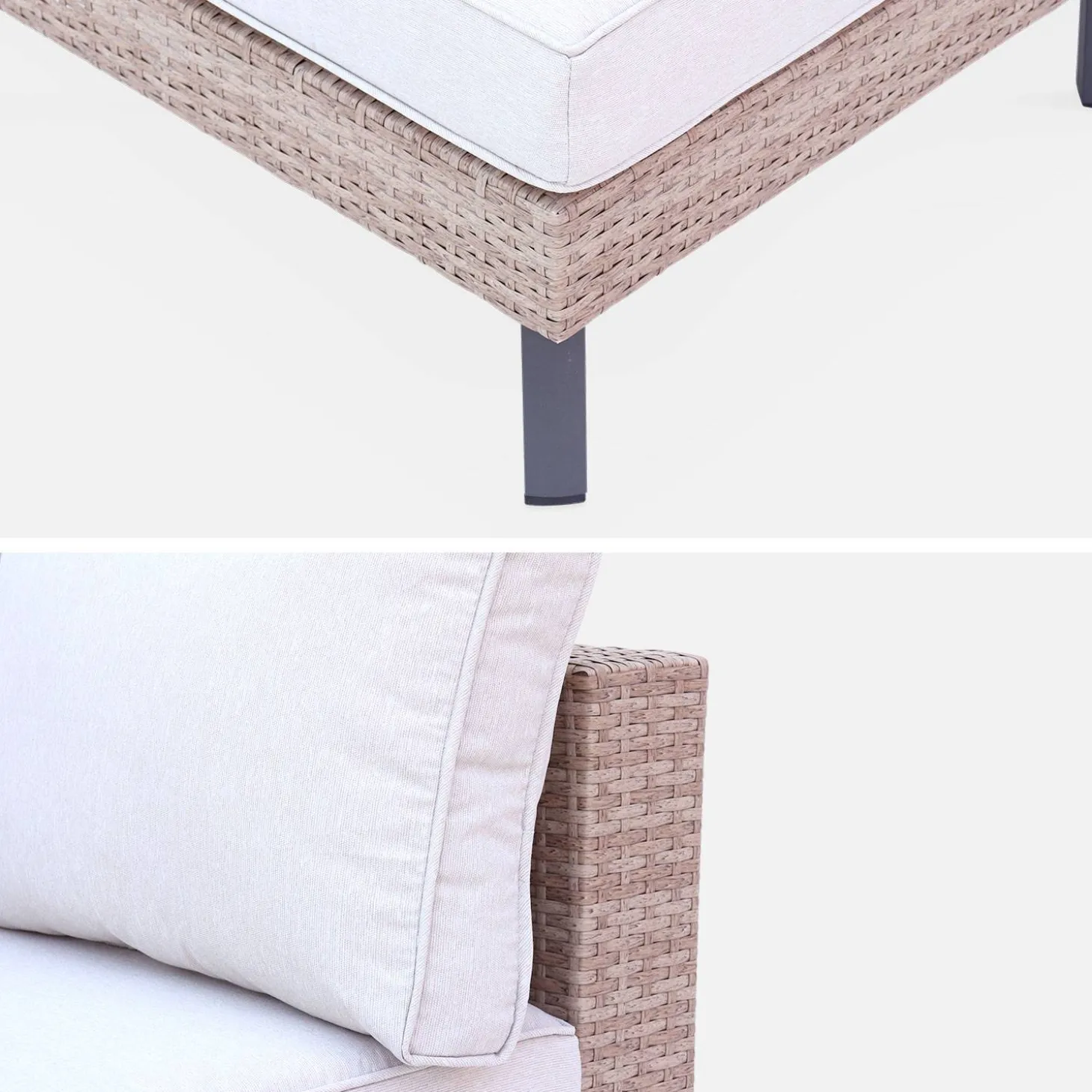 Loungeset plat wicker, 5 plaatsen