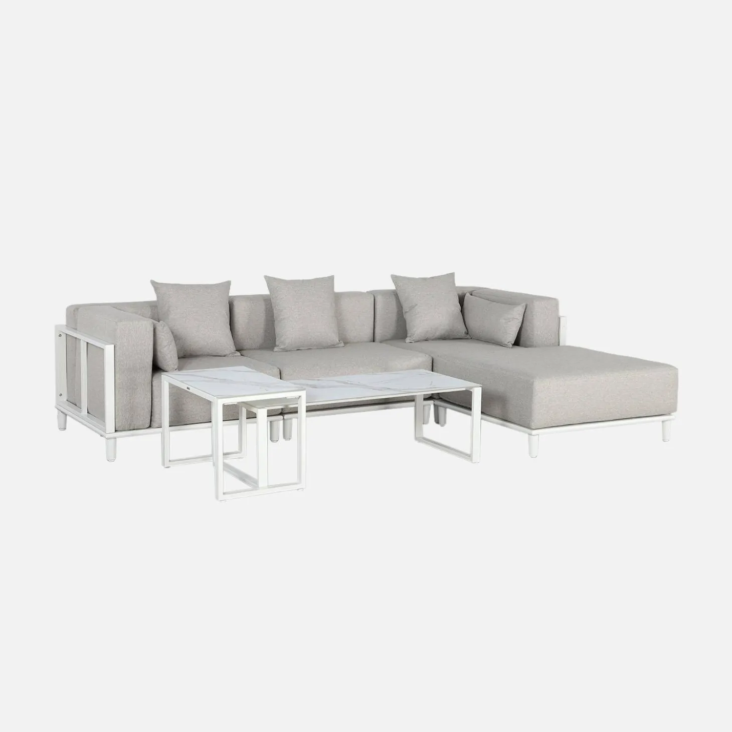 Loungeset voor 4 personen modulair van aluminium