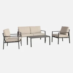 Loungeset 4 zitplaatsen aluminium