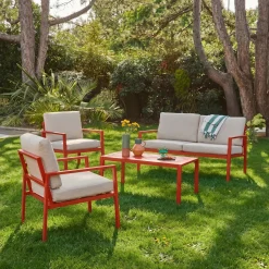 Loungeset 4 zitplaatsen aluminium