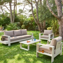 Loungeset 5 zitplaatsen aluminium