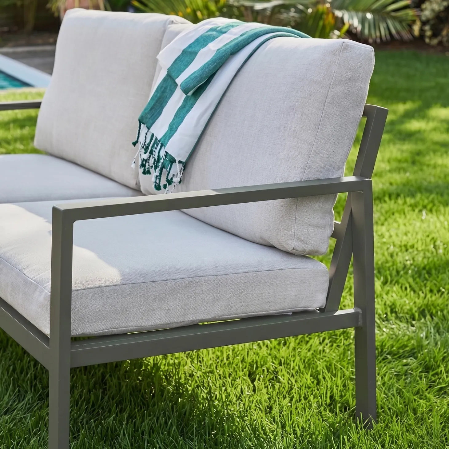 Loungeset 4 zitplaatsen aluminium
