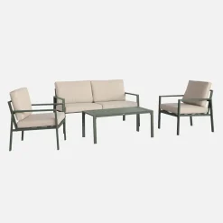 Loungeset 4 zitplaatsen aluminium