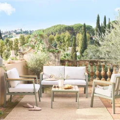 Loungeset, 4-zits, 1 bank, 2 fauteuils, 1 salontafel