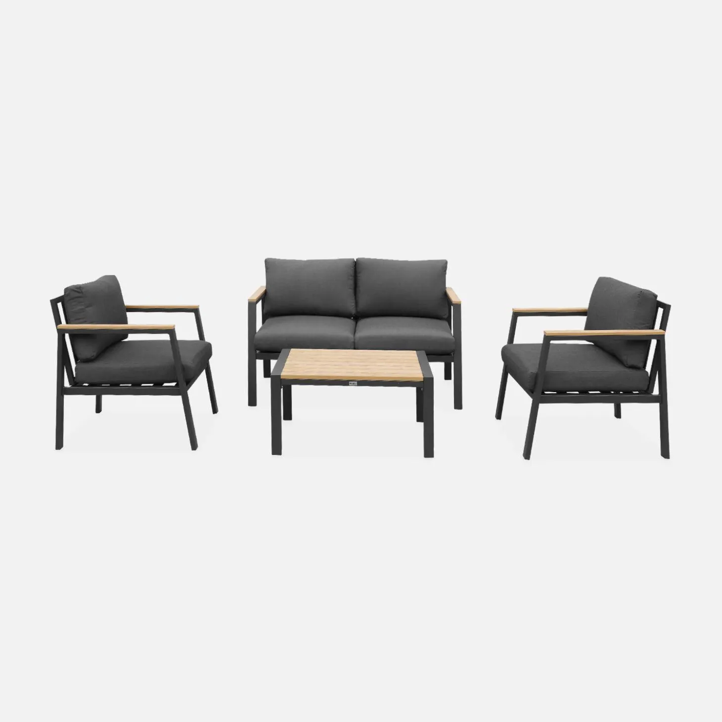 Loungeset, 4-zits, 1 bank, 2 fauteuils, 1 salontafel