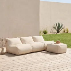 3 loungestoelen en poef voor buiten olefine