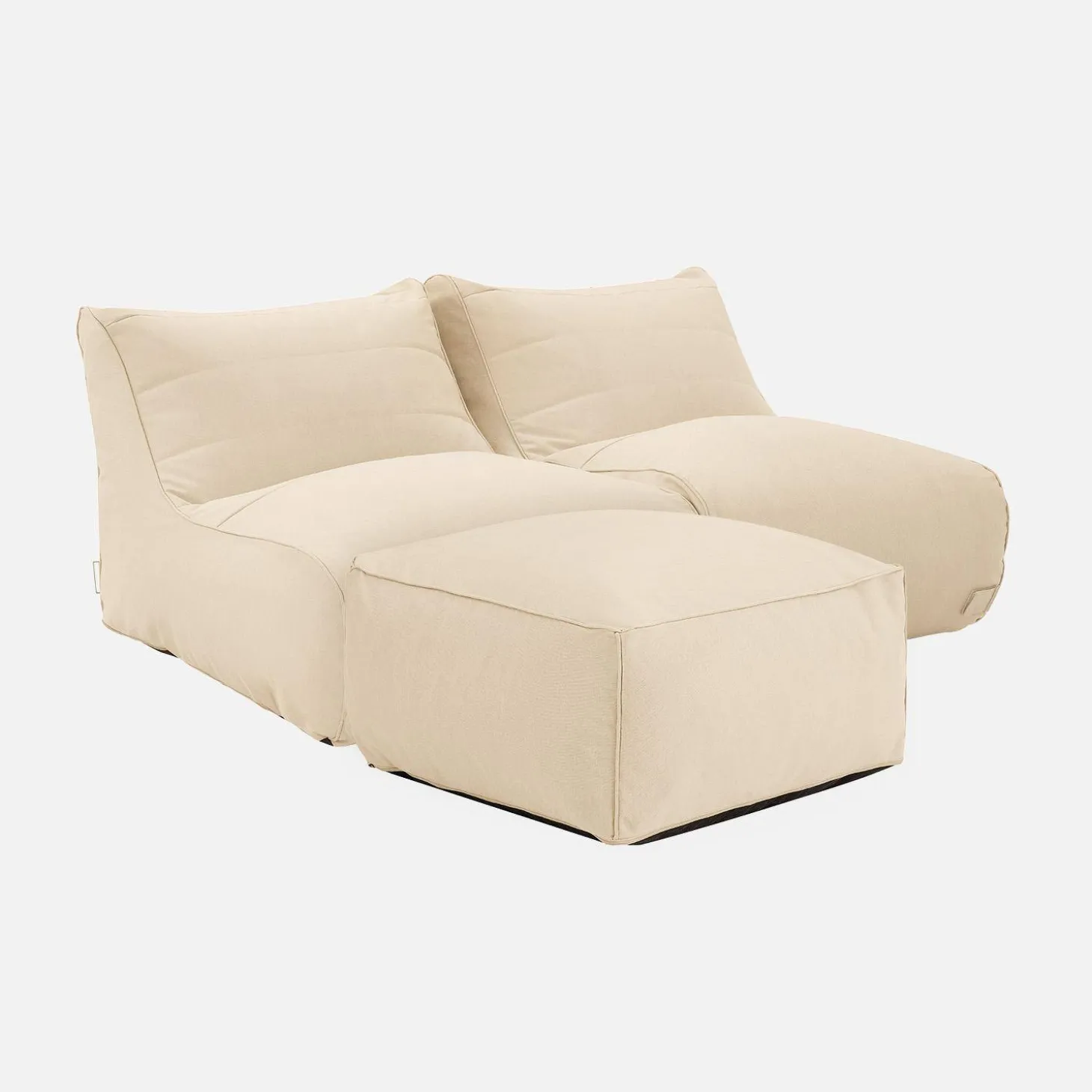 2 loungestoelen en poef voor buiten olefine