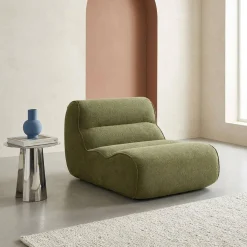 Loungestoel, 1-zits fauteuil van chenille stof
