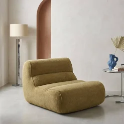 Loungestoel, 1-zits fauteuil van chenille stof