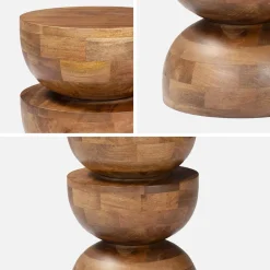 Mangohouten bijzettafel, nachtkastje, Ø30xH45cm