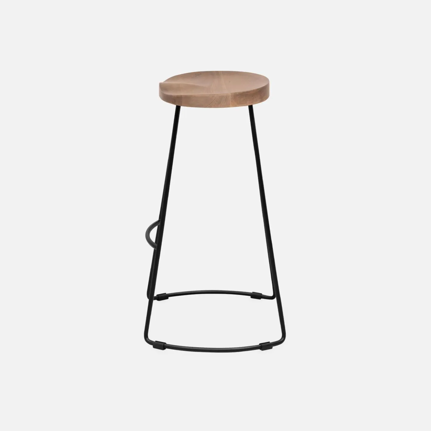 Mangohout en stalen barkruk, voetensteun, 65cm (set van 2)