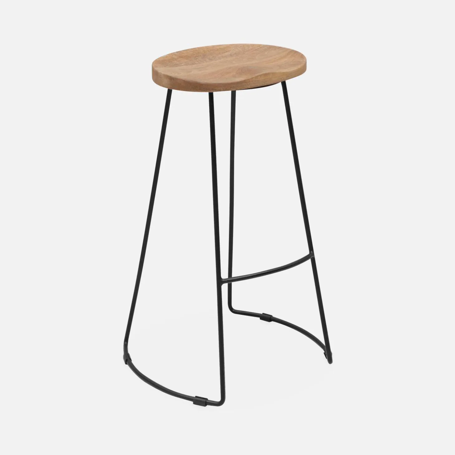Mangohout en stalen barkruk, voetsteun, 75cm (set van 2)