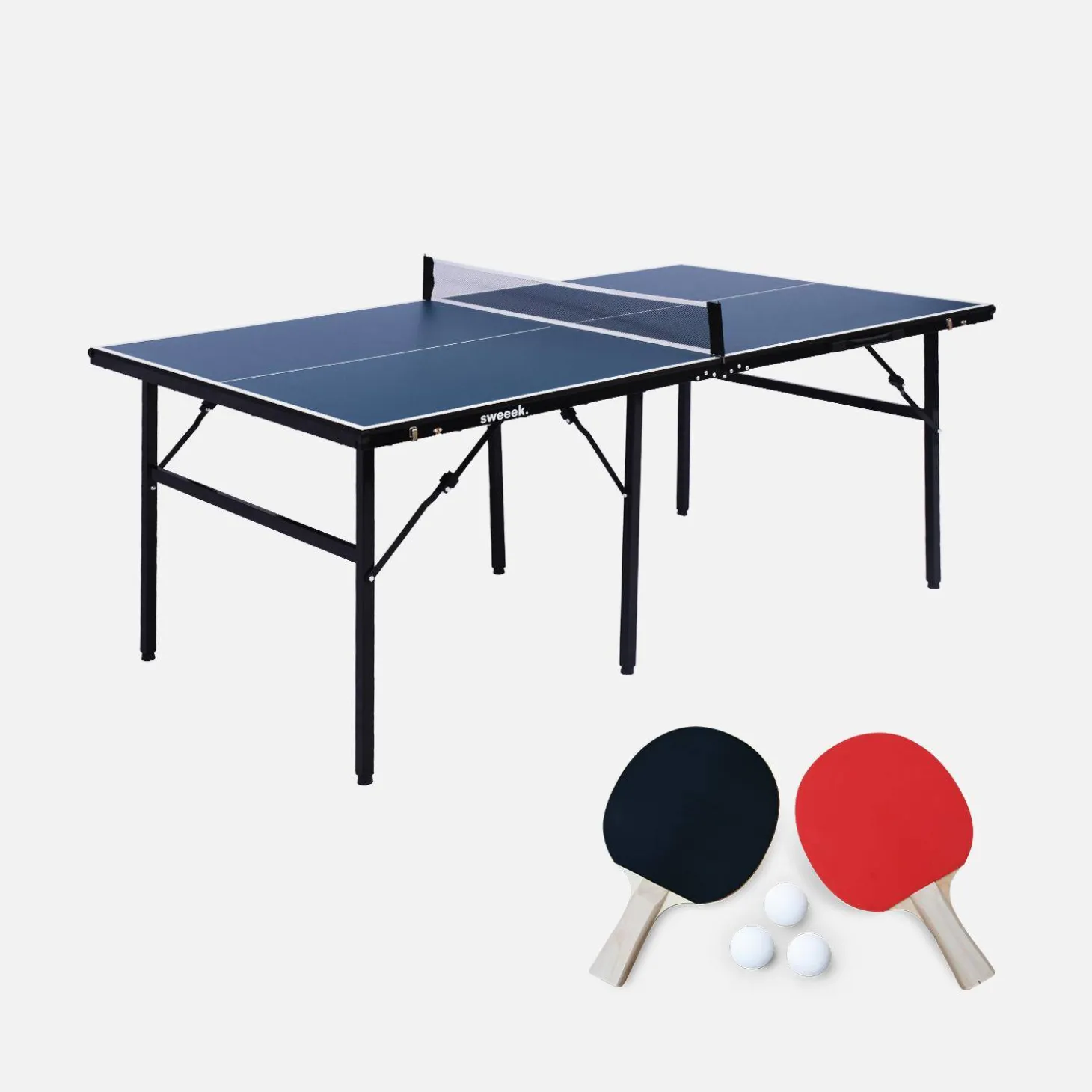 Medium outdoor tafeltennistafel met 2 rackets en 3 ballen