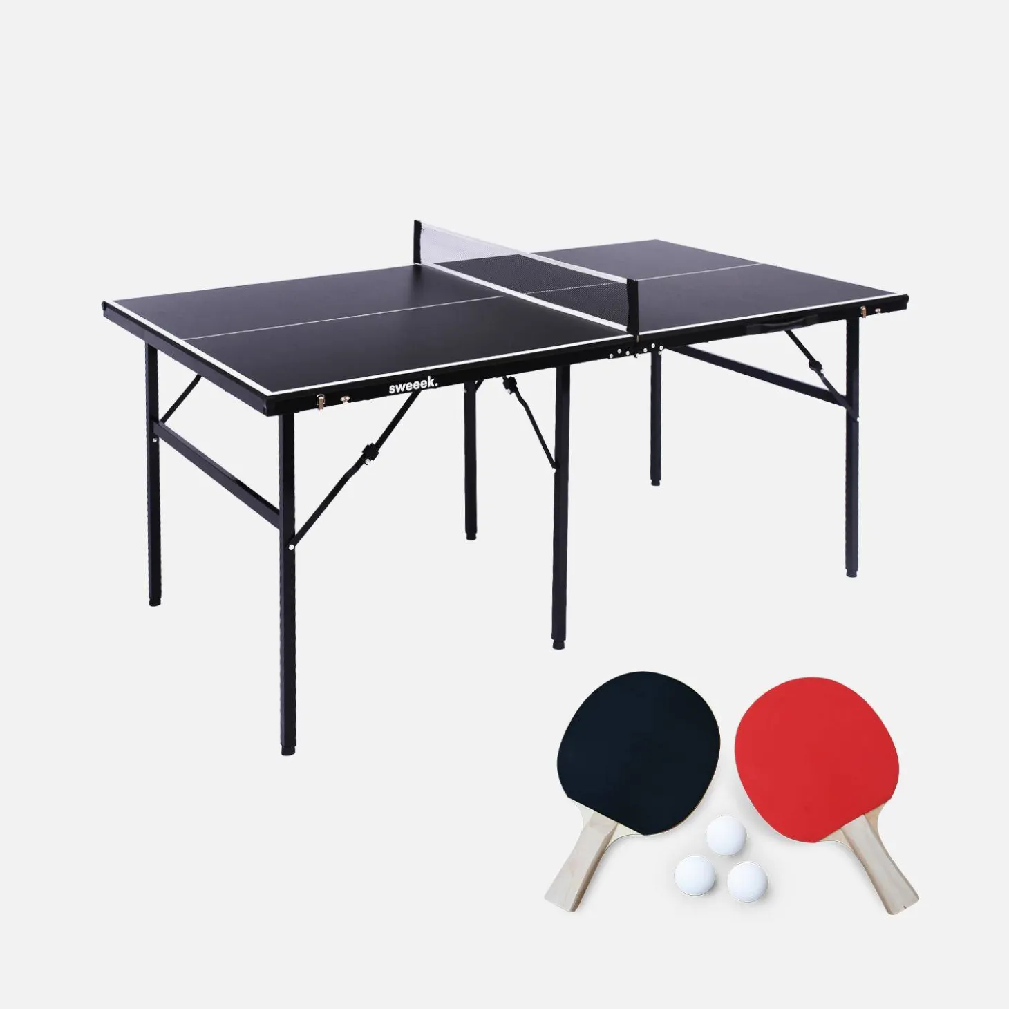 Medium outdoor tafeltennistafel met 2 rackets en 3 ballen