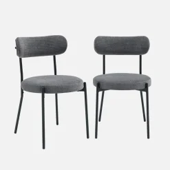 Metaal en chenille stof stoel (set van 2)