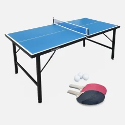 Mini opvouwbare binnen tafeltennistafel, met 2 rackets en 3 balletjes