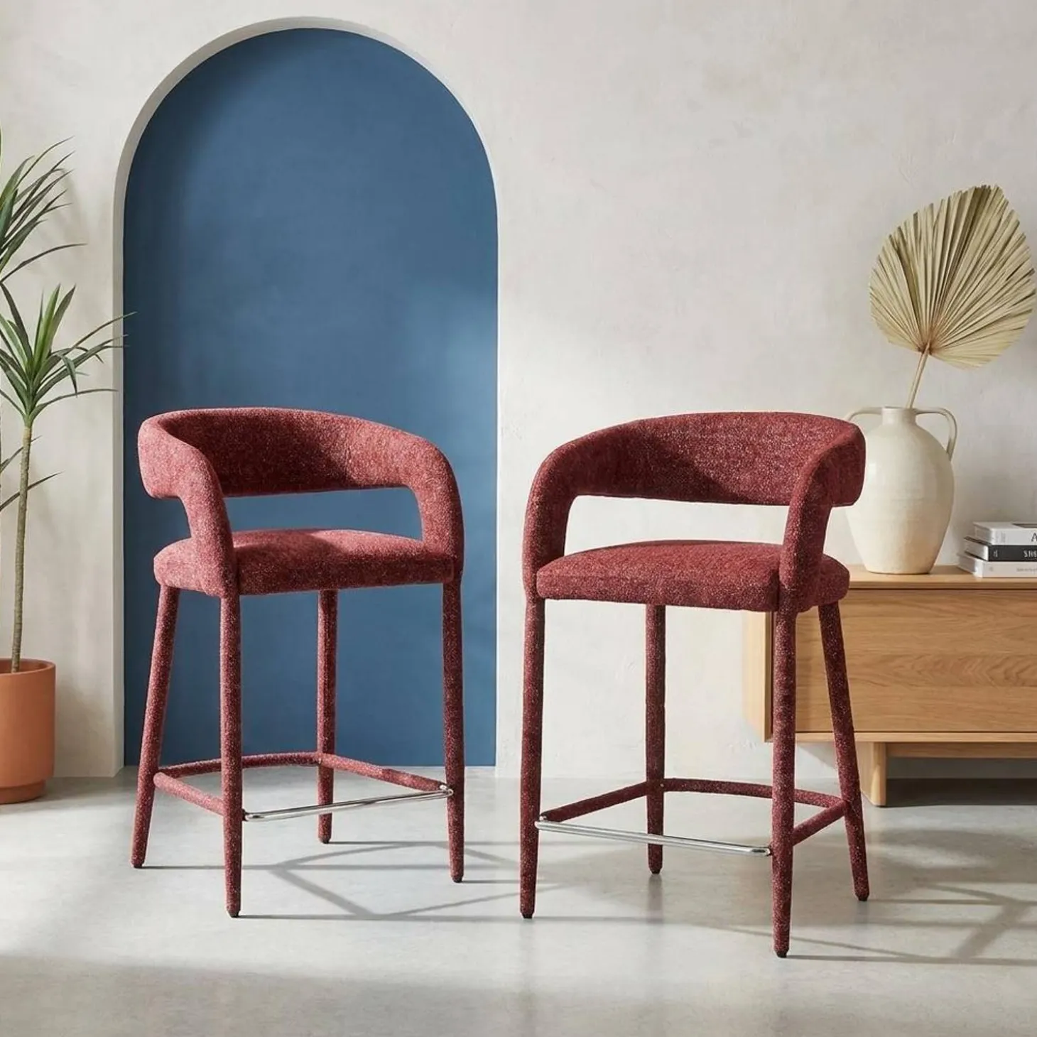 Moderne barkruk van stof (set van 2)