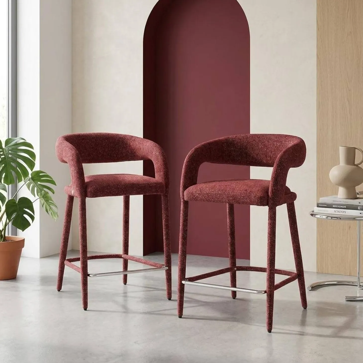 Moderne barkruk van stof (set van 2)