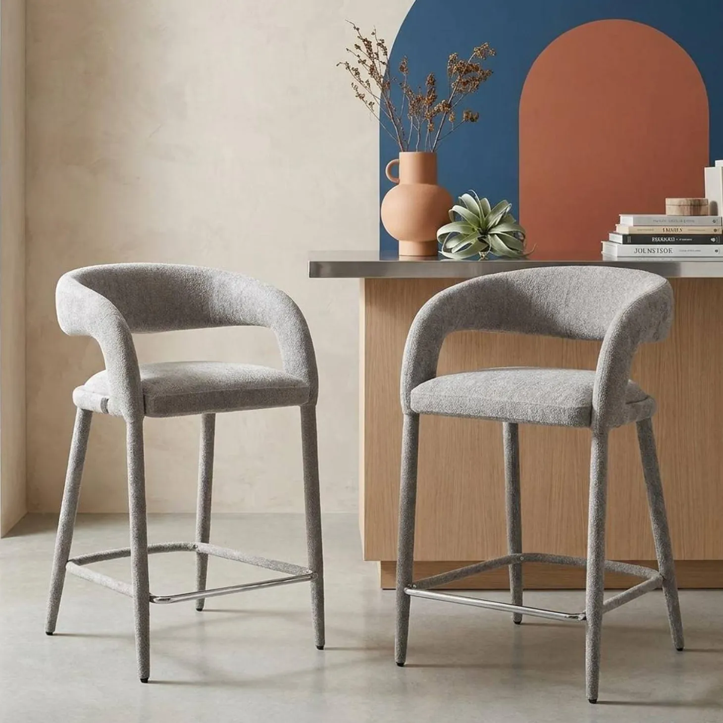 Moderne barkruk van stof (set van 2)