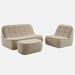 Modulaire bank bouclé stof 3 zitplaatsen + voetenbank