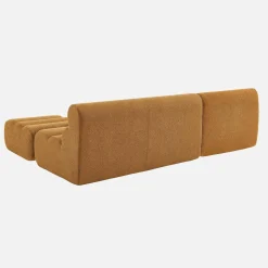 Modulaire bank getextureerde bouclé 3 zitplaatsen met voetenbankje
