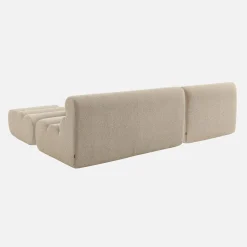 Modulaire bank getextureerde bouclé 3 zitplaatsen met voetenbankje