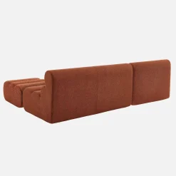 Modulaire bank getextureerde bouclé 3 zitplaatsen met voetenbankje