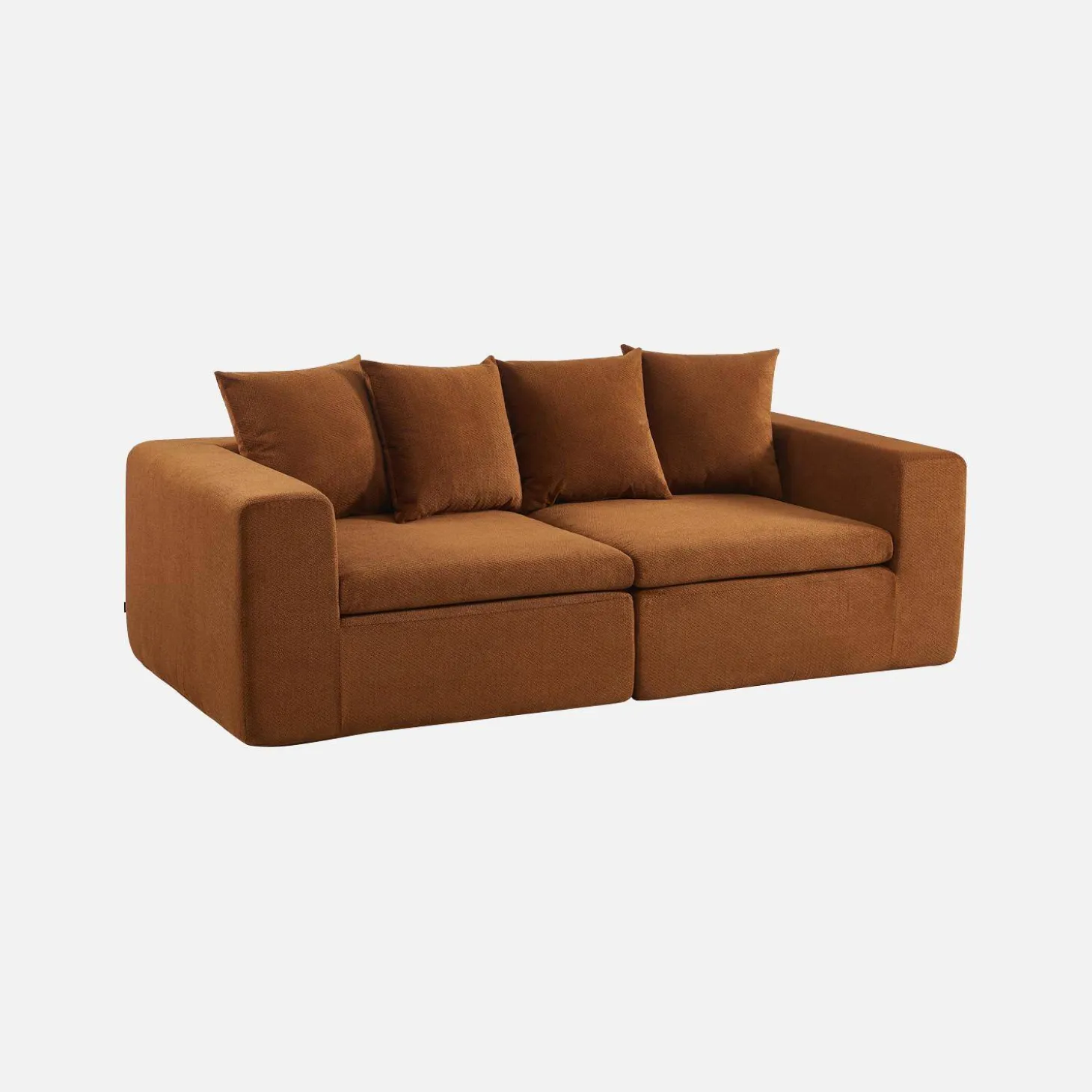 Modulaire bank van chenille stof met 3 zitplaatsen