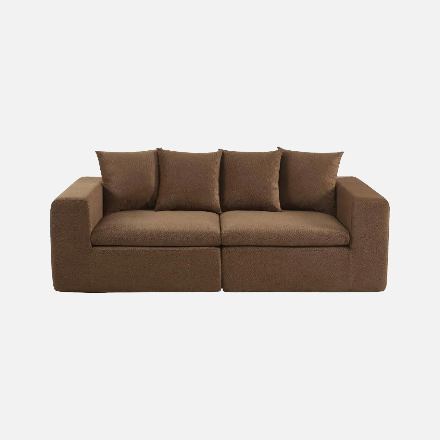 Modulaire bank van chenille stof met 3 zitplaatsen