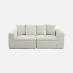 Modulaire bank van chenille stof met 3 zitplaatsen