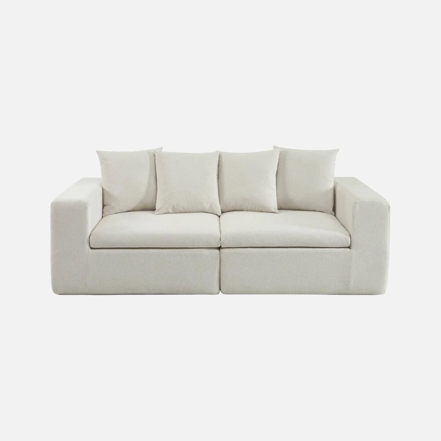 Modulaire bank van chenille stof met 3 zitplaatsen