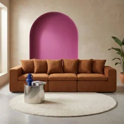 Modulaire bank van chenille stof met 4 zitplaatsen