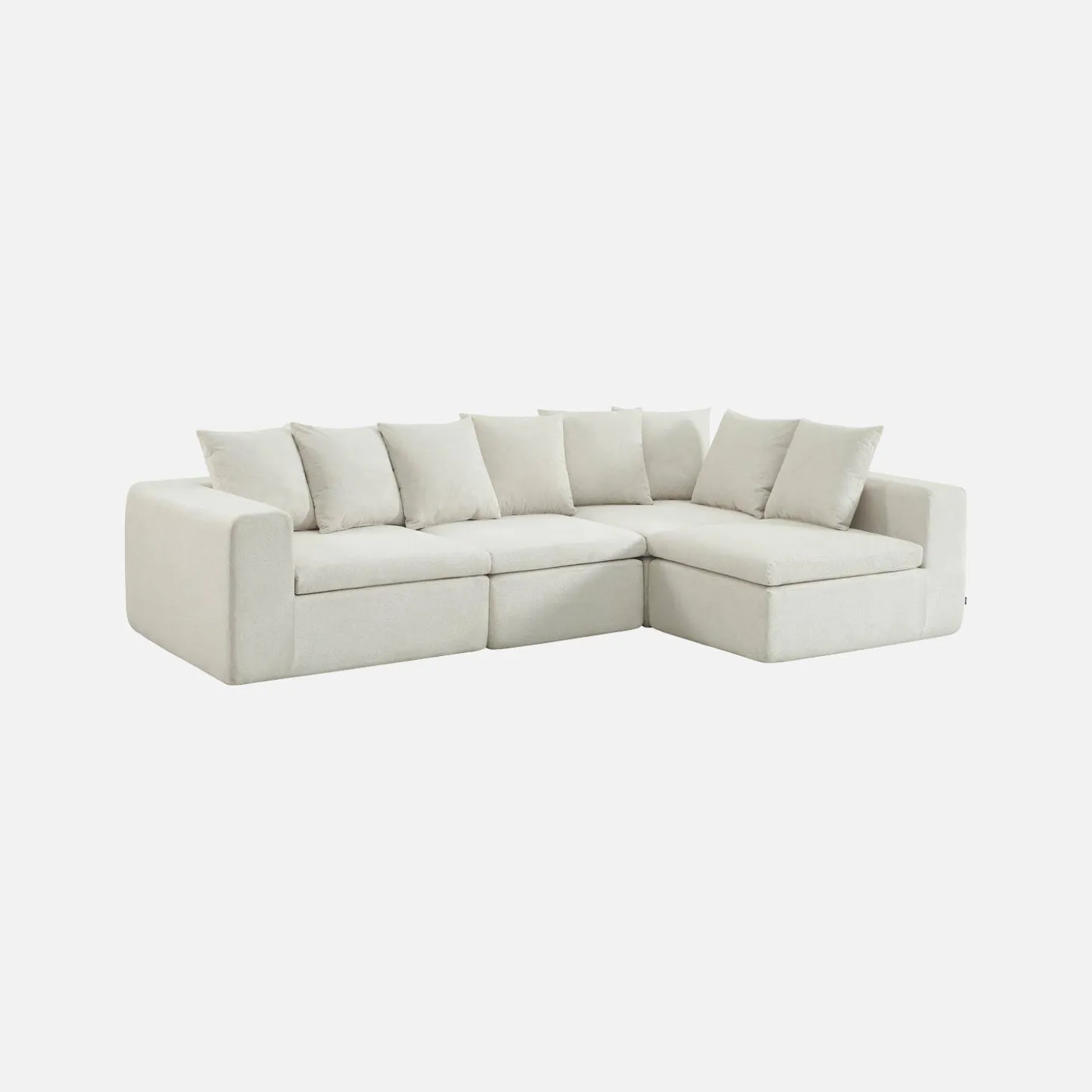 Modulaire bank van chenille stof met 5 zitplaatsen