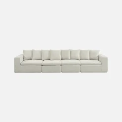 Modulaire bank van chenille stof met 5 zitplaatsen