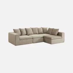 Modulaire bank van chenille stof met 5 zitplaatsen