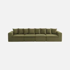 Modulaire bank van chenille stof met 5 zitplaatsen