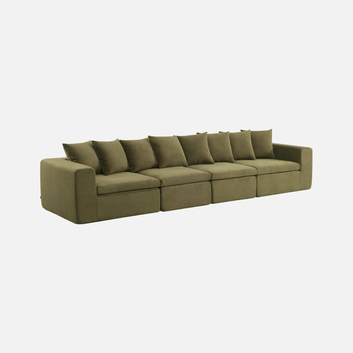 Modulaire bank van chenille stof met 5 zitplaatsen