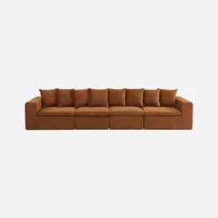 Modulaire bank van chenille stof met 5 zitplaatsen