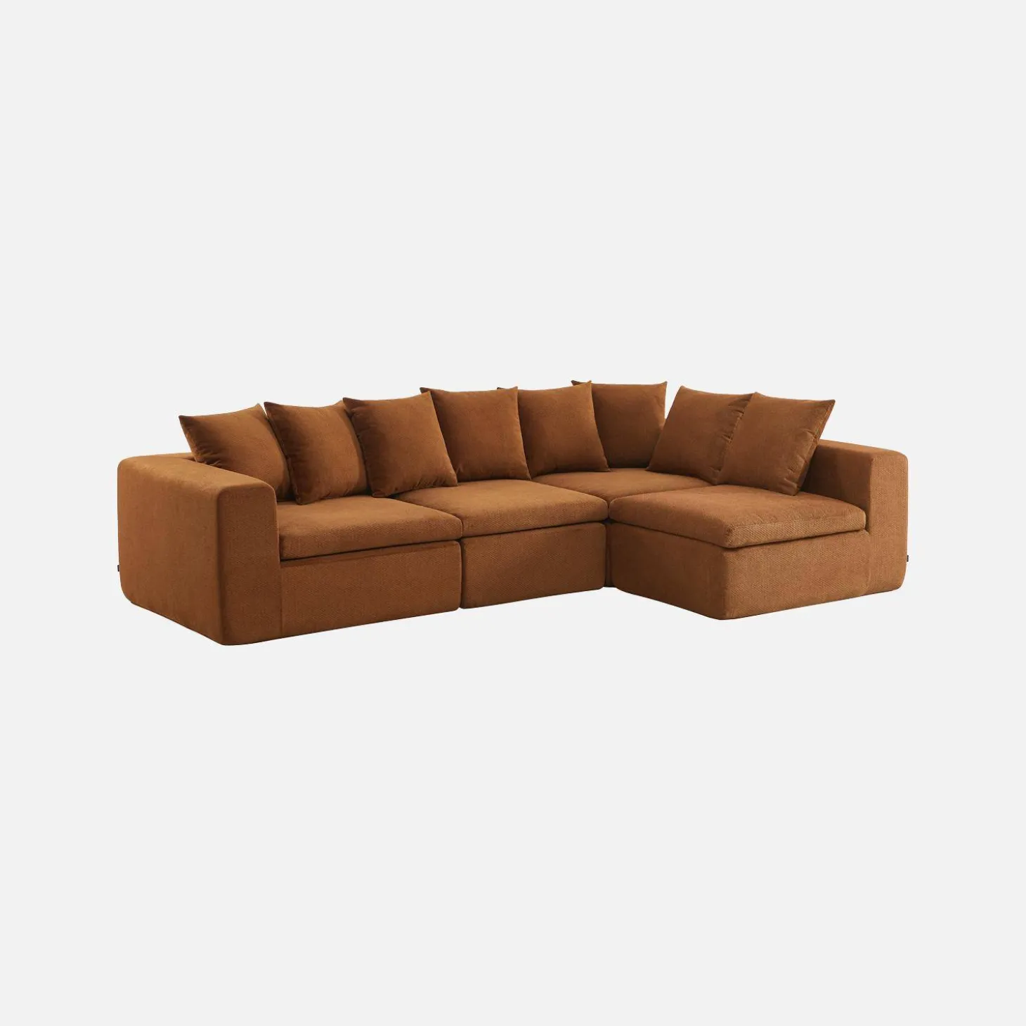 Modulaire bank van chenille stof met 5 zitplaatsen